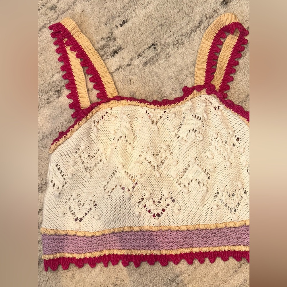 Zara Crochet Camisole - Cream, Pink, and Tan